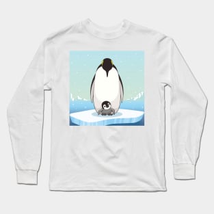 Family of penguins in cartoon style. Penguin character design. vector illustration Long Sleeve T-Shirt